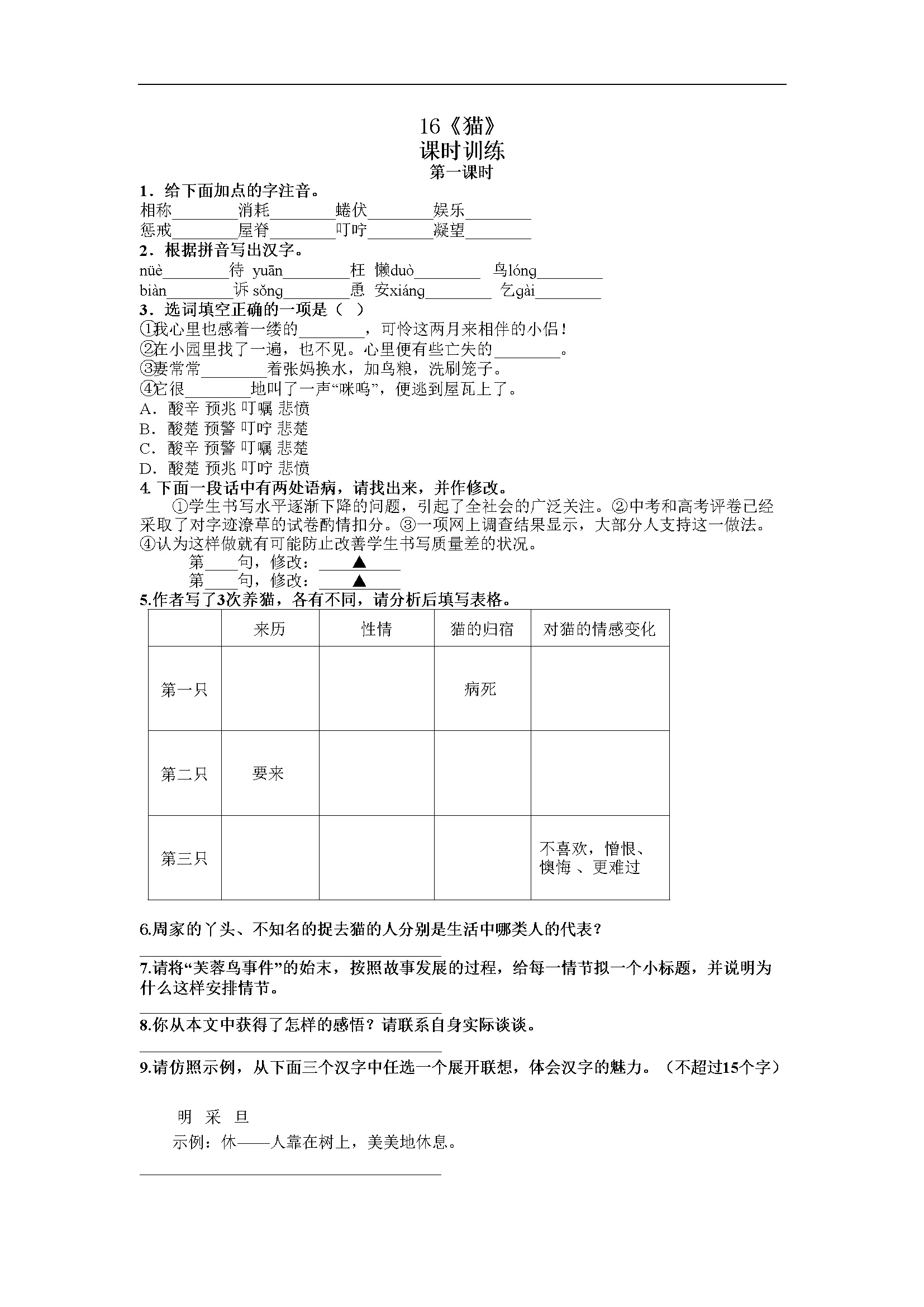 16猫 第一课时