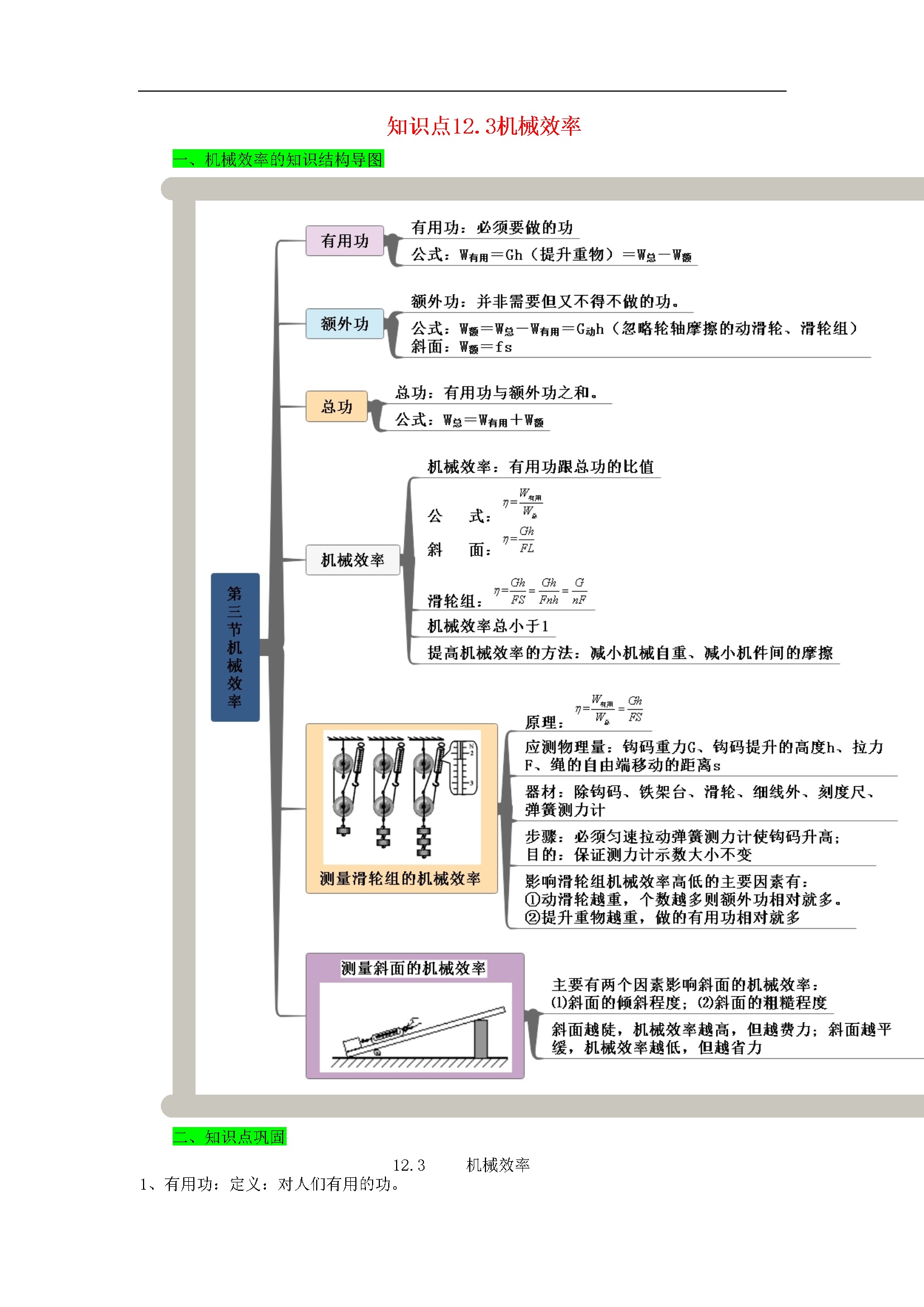 八年级物理下册12.3机械效率期末复习-解析版