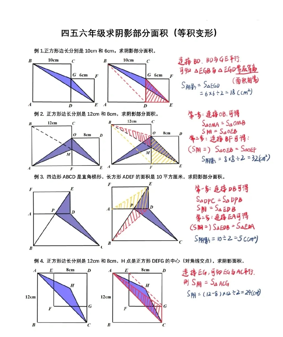 四五六年级奥数：等高模型，就做这几题。