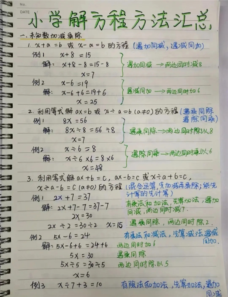 小学数学解方程经典9大方法和技巧