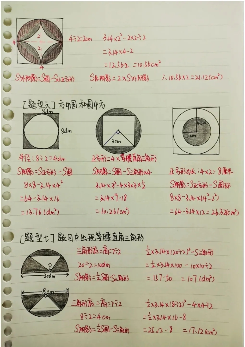 小升初必须掌握的：求阴影部分面积的七种题型。