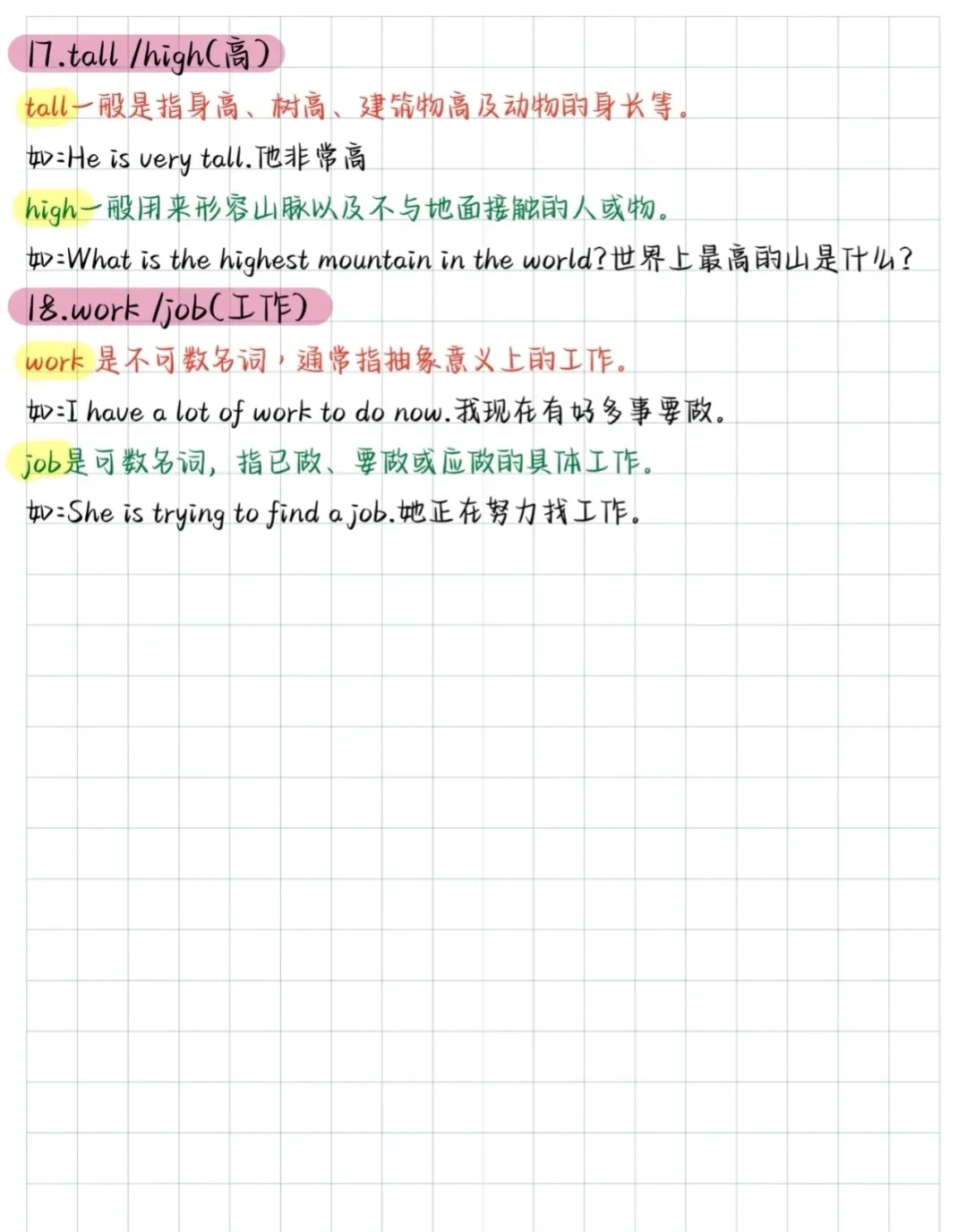 小学英语同义词、近义词辨析全涵盖