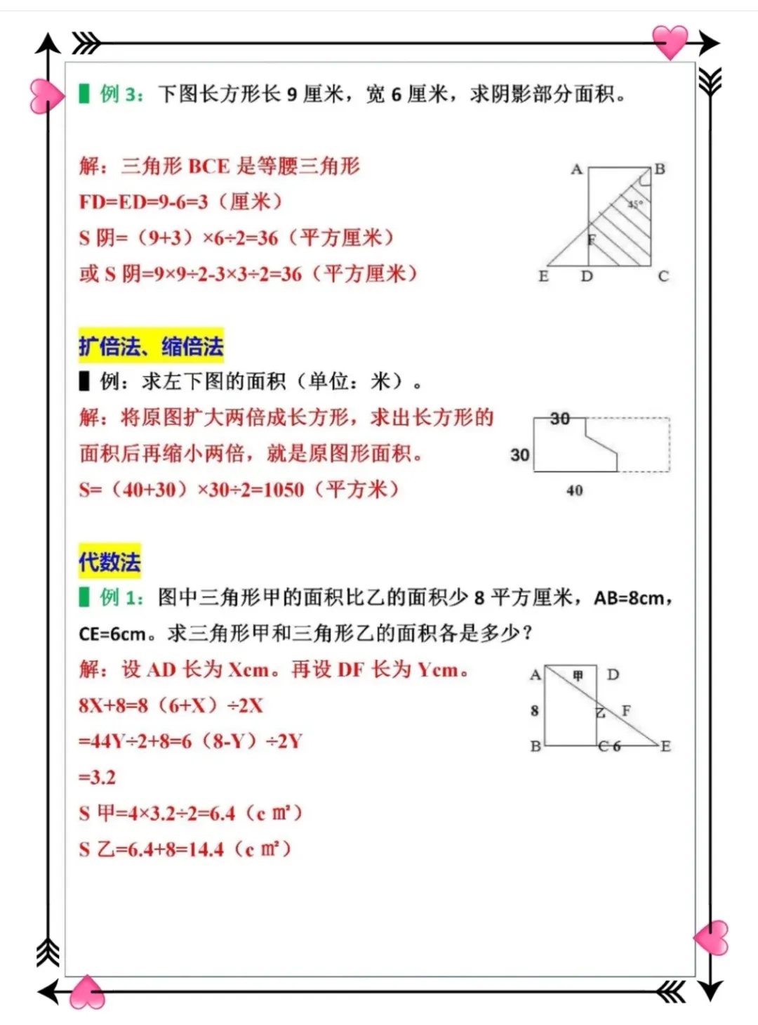 五年级数学上册《求组合图形面积》9个方法